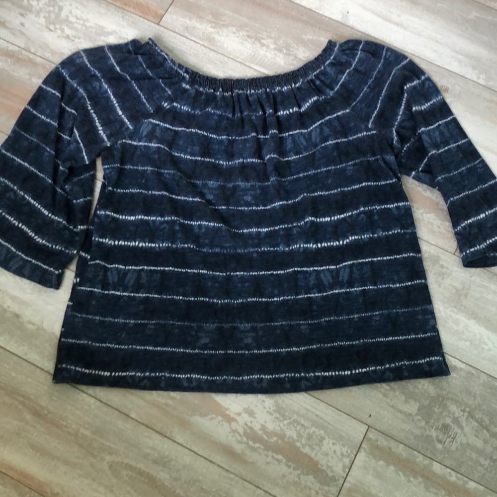 Blue off the shoulder shirt